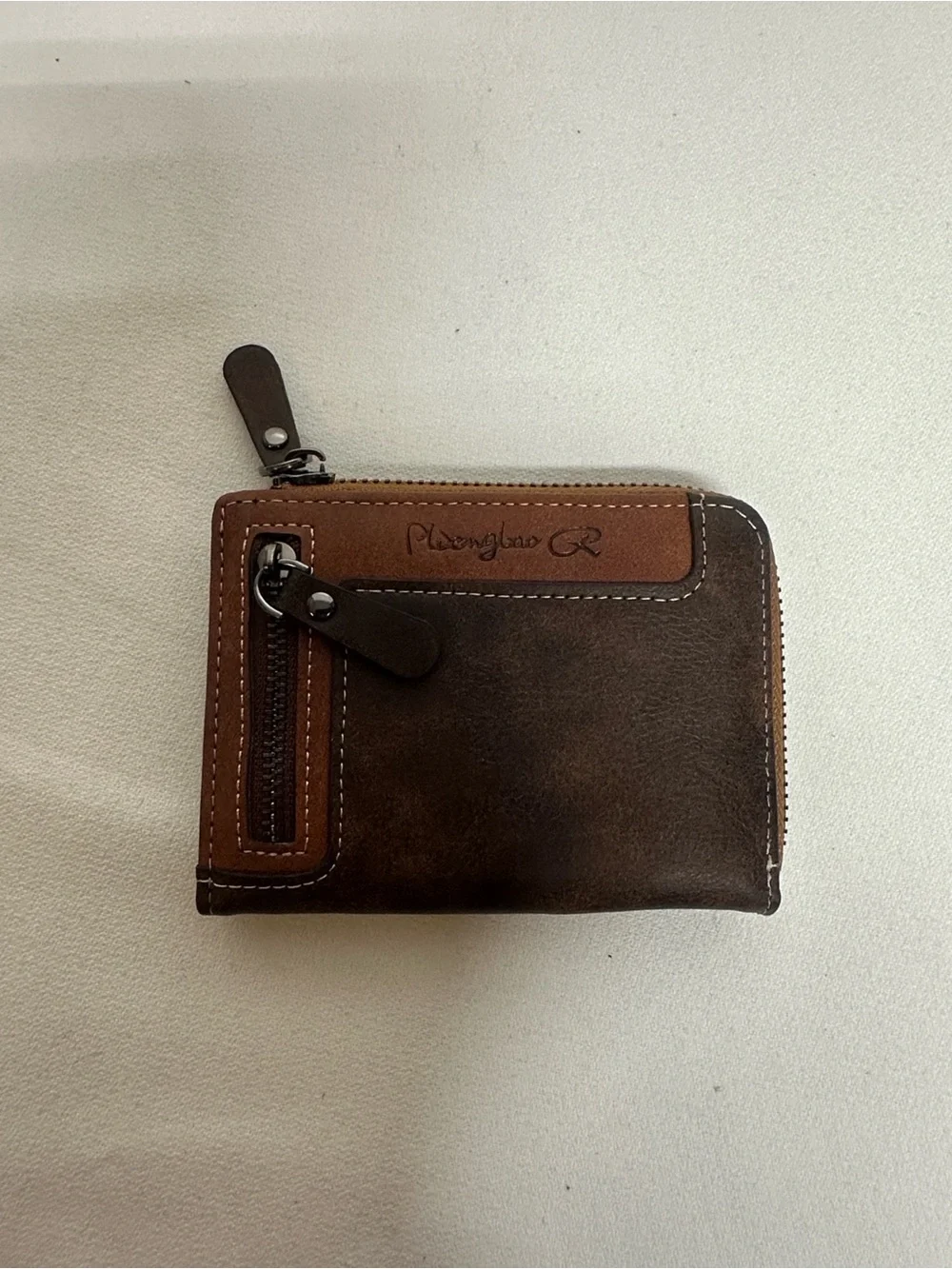 Mens Brown Bifold Zip Wallet - Unbranded